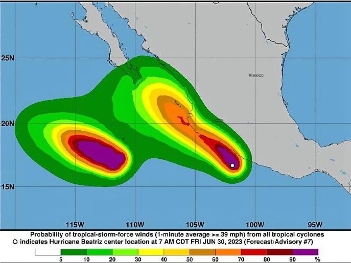 Se forma frente a la costa mexicana Beatriz, el segundo huracán del año