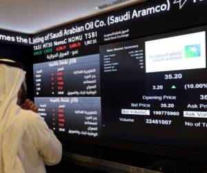 An investor monitors a screen displaying stock information at the Saudi Stock Exchange (Tadawul) following the debut of Saudi Aramco's initial public offering (IPO) on the Riyadh's stock market, in Riyadh, Saudi Arabia, December 11, 2019. REUTERS/Ahmed Yosri NO RESALES. NO ARCHIVES.