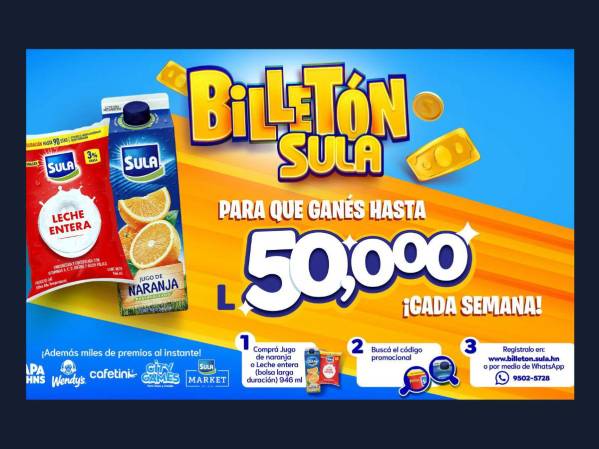 Llega el “BILLETÓN SULA” con premios semanales de L.50.000