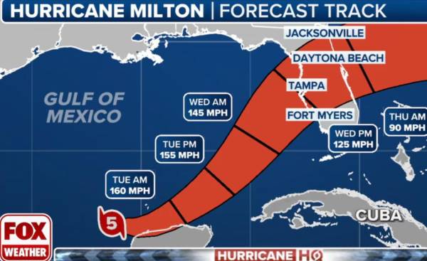 <i>El impacto de Milton, que se prevé que toque tierra el miércoles por la noche en la zona de la bahía de Tampa, en Florida, podría ser devastador. FOTO REFERENCIA DEL RECORRIDO</i>