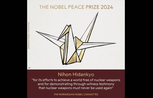 Nihon Hidankyo se convierte en la organización número 31 premiada con el Nobel de la Paz. Foto cortesía