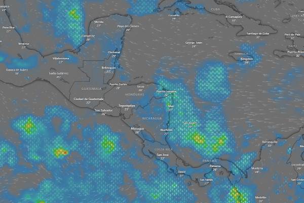 <i>Imagen tomada de Windy que muestra el clima durante el 25 de junio. FOTO E&amp;N</i>