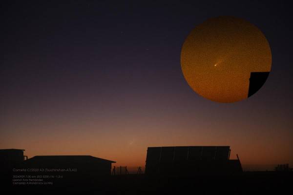 <i>El cometa Tsuchinshan-ATLAS, conocido como 'el cometa del siglo' promete ser brillante, con una cola muy larga y probablemente, visible a simple vista en los primeros días del mes de octubre. Así lo ha indicado este martes a EFE el director del Complejo Astronómico La Hita, Faustino Organero, que ha destacado el brillo, la cola del cometa y la posibilidad de ser visto sin necesidad de prismáticos o telescopios como principales características del astro. EFE/ Leonor Ana Hernández/Astrohita</i>