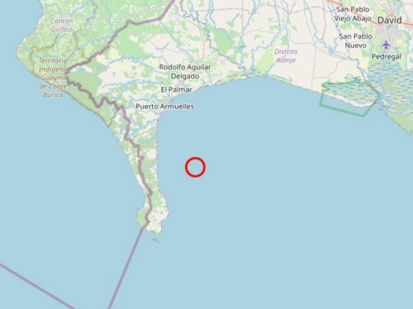 <i>El sismo se registró a las 14H17 locales (19H17GMT) con epicentro a 7 kilómetros al sureste de la localidad panameña de Puerto Armuelles. FOTO @igcpanamaup</i>